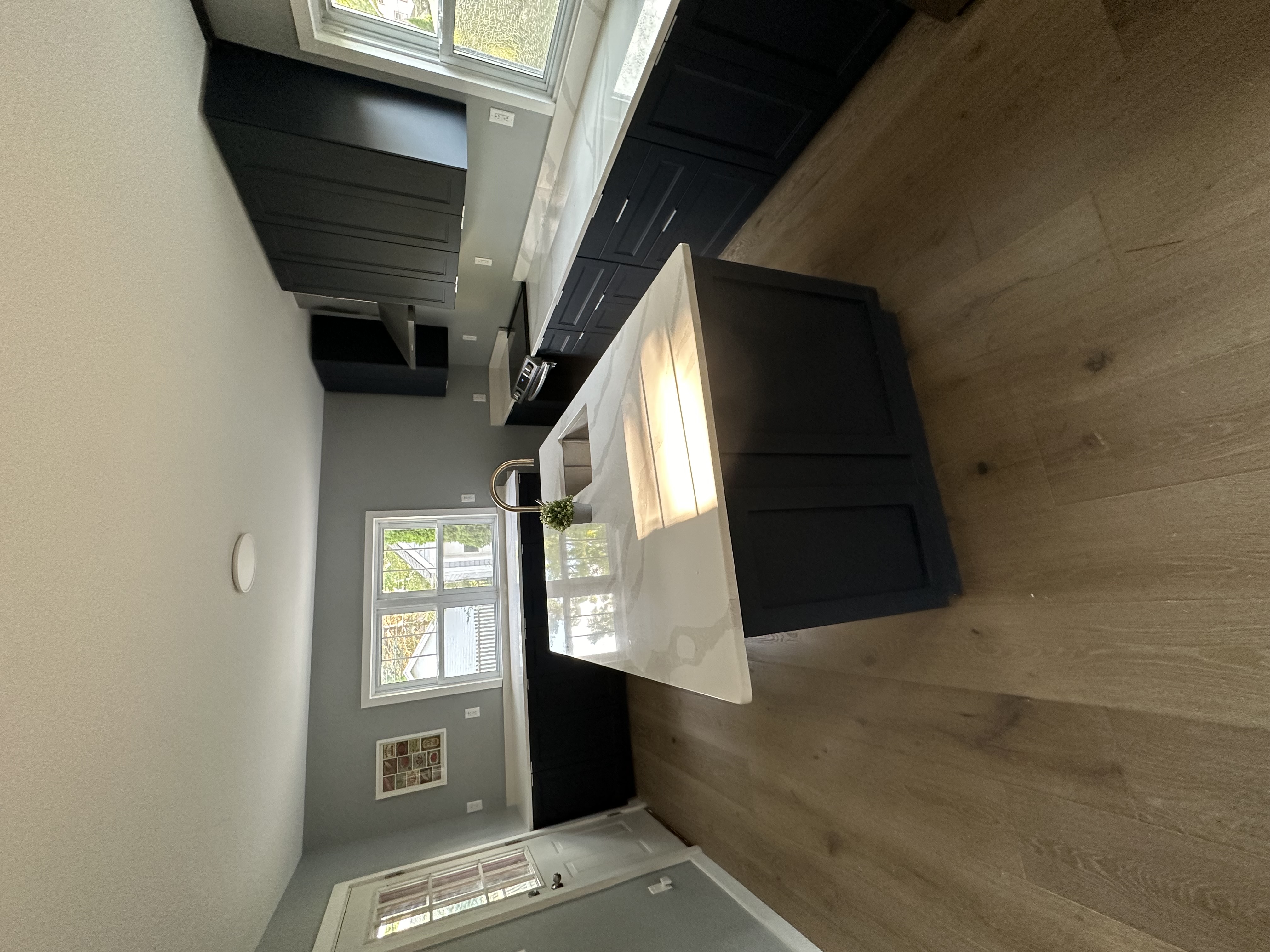 Kitchen island looking through to entry