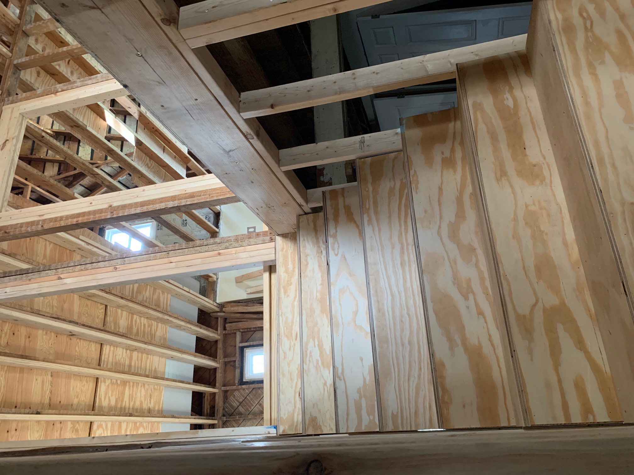 Renovation in progress — frame opened to the studs