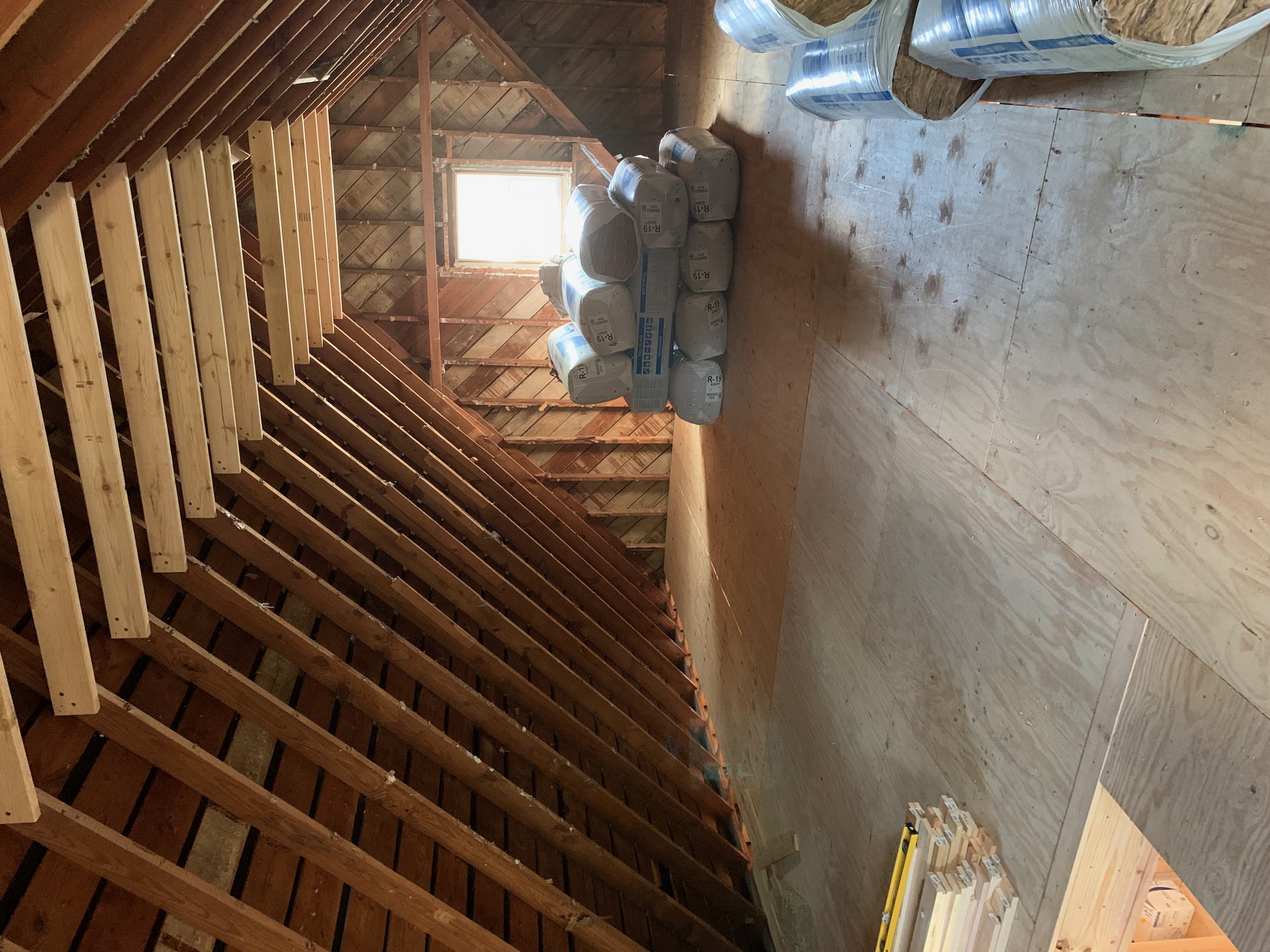 Envelope work — insulation in progress